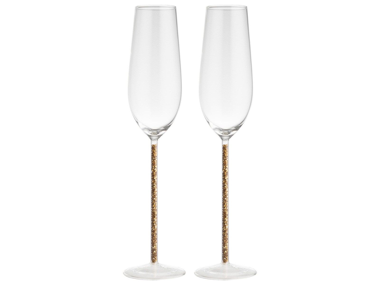 Champagne glas glitter goud - set 2 stuks	