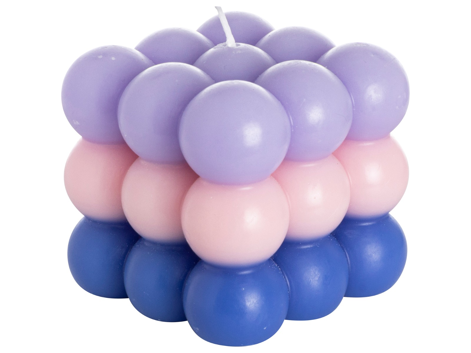 Kaars cube 8.5x8cm paars/roze/blauw